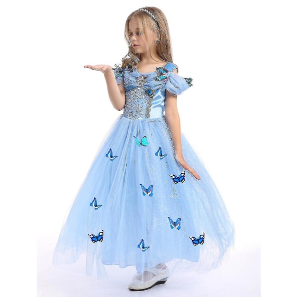Flickor Cinderella Butterfly Princess Party Kostym Klänning