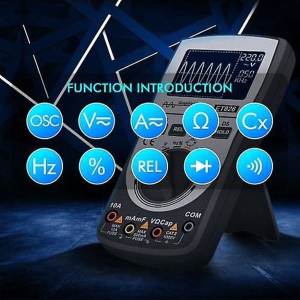 2-i-1 Intelligent Digital Oscilloskop Multimeter DC/AC Ström Spänningsmotstånd Frekvensdiod