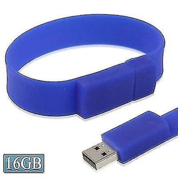 16 GB silikonarmband USB 2.0 Flash Disk (mörkblå)