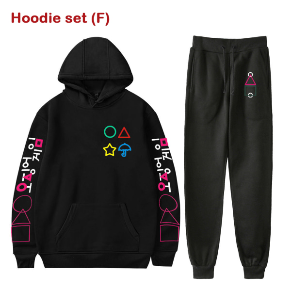 S-4XL Squid Game Cosplay Costumes 2D Printing Hoodie Sweatshirt red Hoodie set(D)-L black Hoodie (D)-S