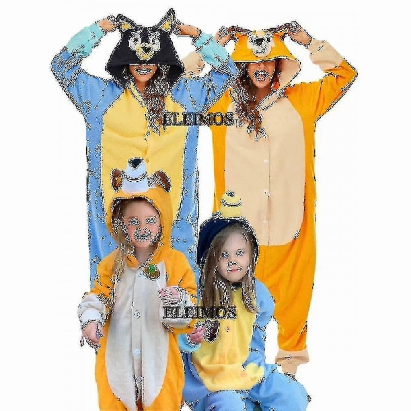 Xxl Volwassen Kids Kigurumi Nieuwe Aankomst Dier Tecknad Blauwe Hond Rompertjes Pyjamas Kerst Christm Bingo onesie