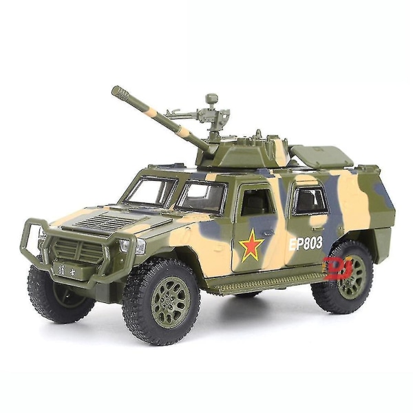 Barn Legering Militär Pansarbil Modell Ljud Ljus Diecast Pull Back Billeksaker