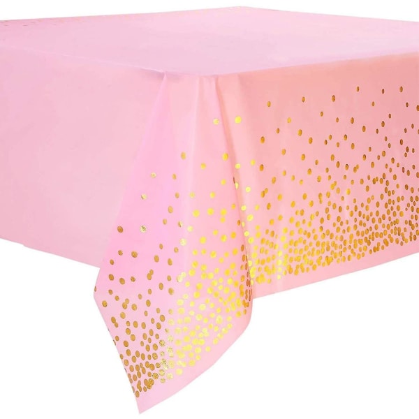 108''x54'' 4-pack rosa och guld engångsduk för fest för rektangelbord, guldstämpelprick