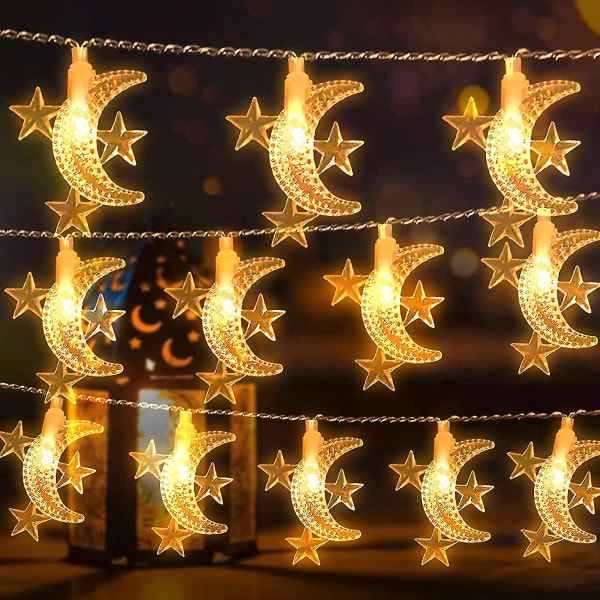 40 led Ramadan-dekorationer Star & Moon String Lights för Ramadan Mubarak, hem, gardin, utomhus och