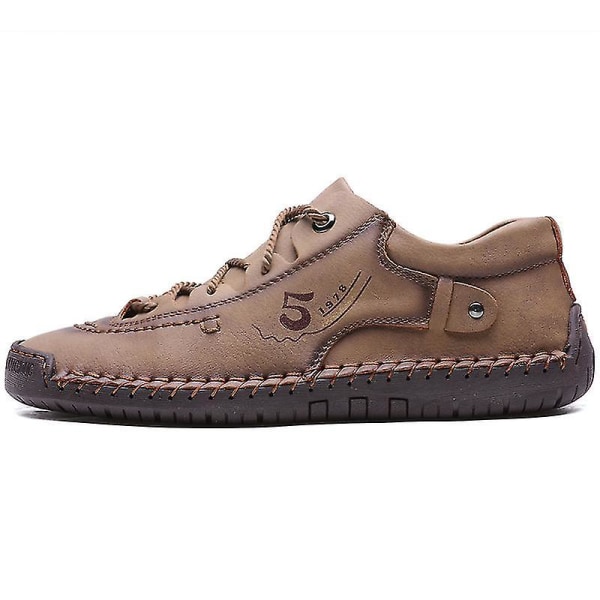 Herrskor Mode Läderskor Handsydda Casual Shoes 9931 Khaki