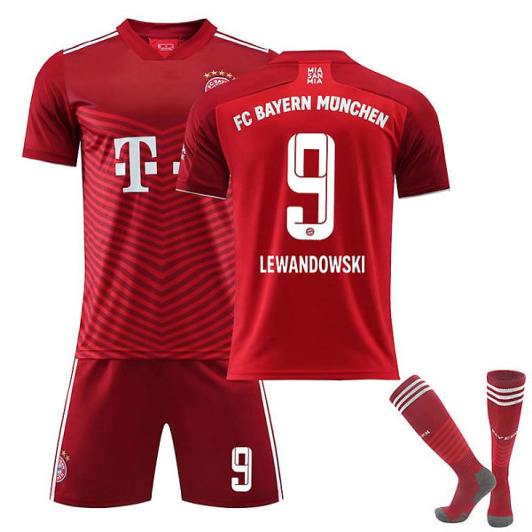 Säsong 2021-2022 FC Bayern München Fotboll T-shirts Tröjor SANE LEWANDOWSKI-9 Kids 20 (110-120)