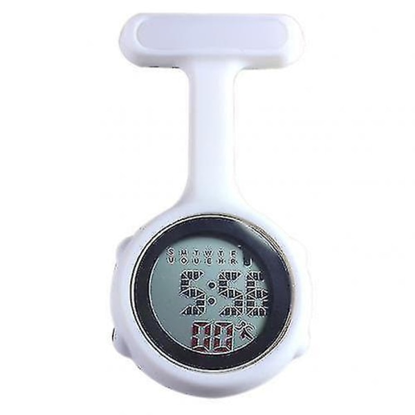 Digital display urtavla för damer Sjuksköterska Brosch Pin Häng elektrisk watch（Vit）