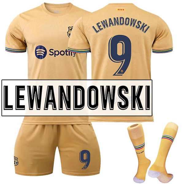 Lewandowski #9 22-23 Ny säsong fotboll T-shirts Jersey Set 2223 Barcelona Home 2223 Barcelona Away Kids 18(100-110CM)