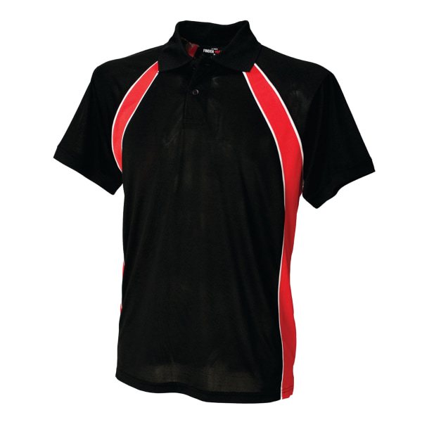 Finden & Hales Herrtröja Team Sports Polo T-Shirt Black/Red/White 2XL