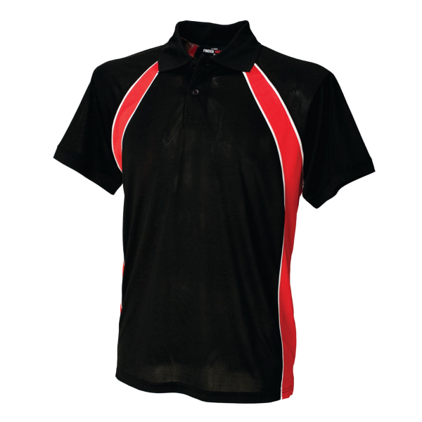 Finden & Hales Herrtröja Team Sports Polo T-Shirt Black/Red/White XL
