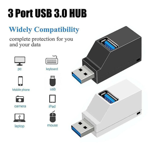 3 Port USB Hub Mini USB 2.0 3.0 High Speed ​​Hub Splitter Box För PC Laptop U Diskkortläsare för