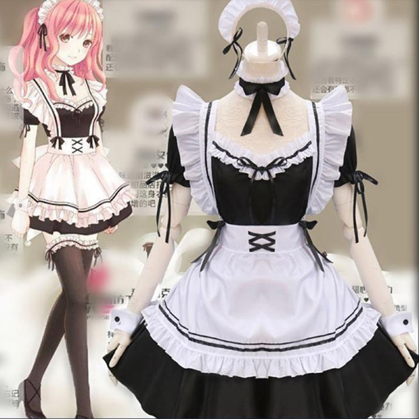 e Lolita Maid Dress Kvinna Anime Cosplay Party Kostymer L XL