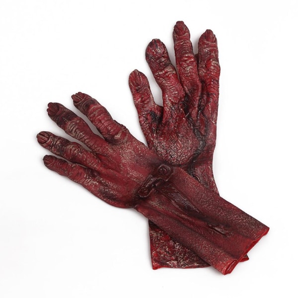 Zombie Blood Cosplay Handskar Vinyl Halloween Rolig Dräkt Röd