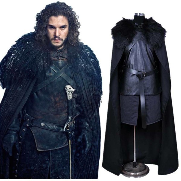 Jon Snow Knights Watch Costume Cloak Thrones Halloween Cosplay XL 2XL