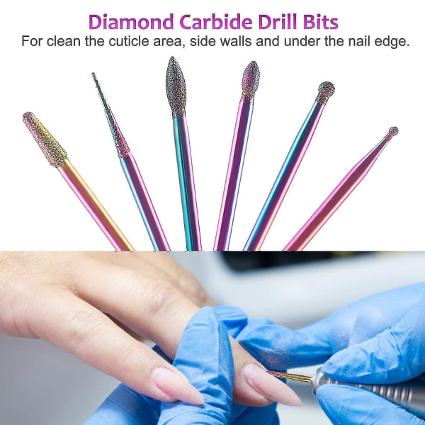 Nagelband Nagelborr Set - Yafex 10 Styck 3/32 Inch Professionell Diamond Carbide Nagelfil Bits För