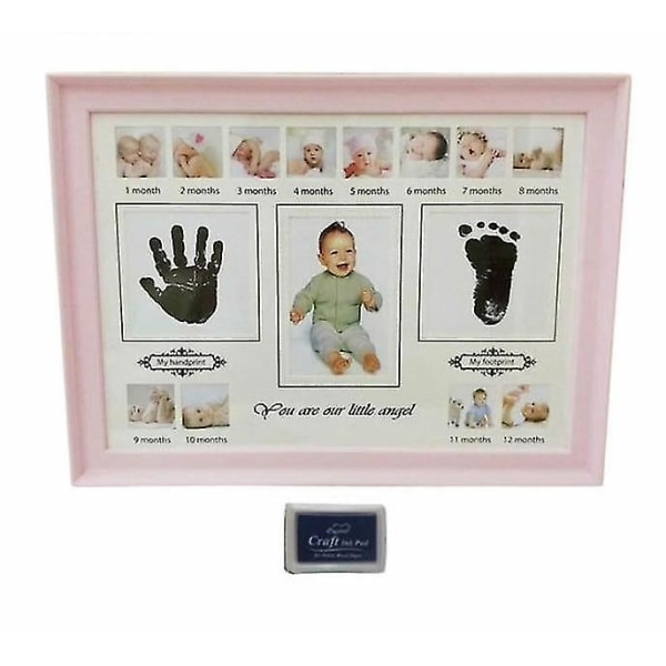 Baby handavtryck fotavtryck fotoram med stämpel bläck nyfödd inredning gåva barn imprint hand bläckdyna