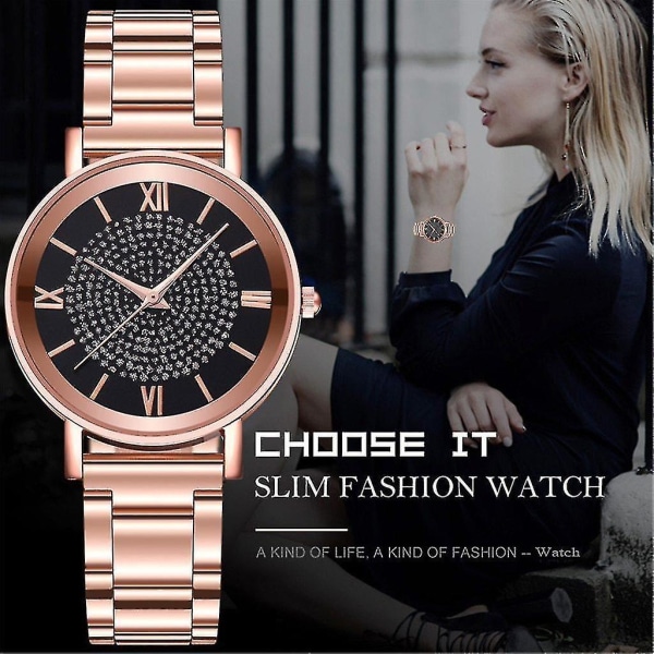 Lyxig watch för kvinnor, armbandsklockor i rostfritt stål（GN）
