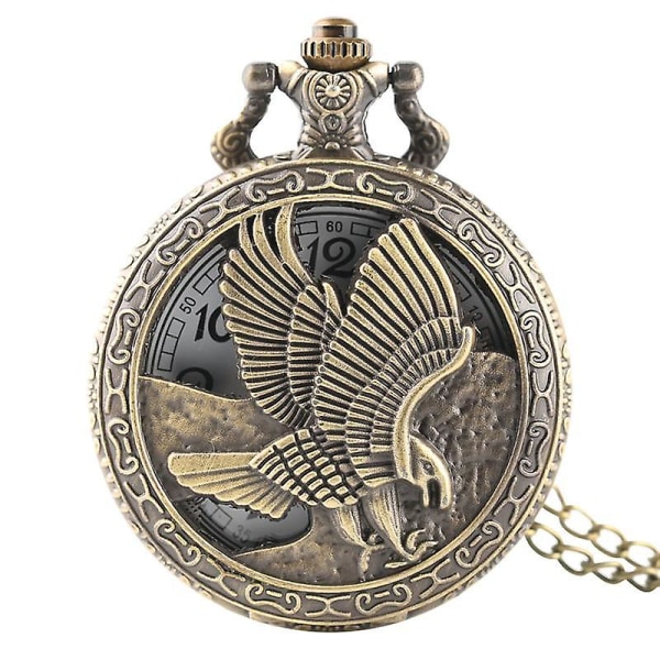 DEFFRUN Vintage brons örnvingar mönster Watch Halsband Digital urtavla