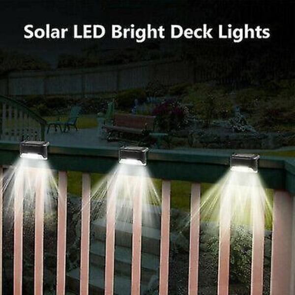 Solar LED Bright Däck Batteri Lampor Utomhus Trädgård Uteplats Räcke Däck Path Light