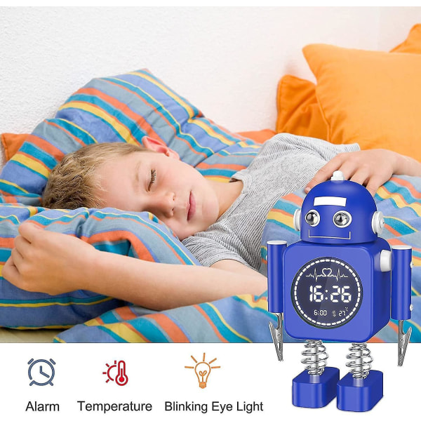 Barnväckarklocka, Robot Digital väckarklocka för pojkar och flickor (blå)