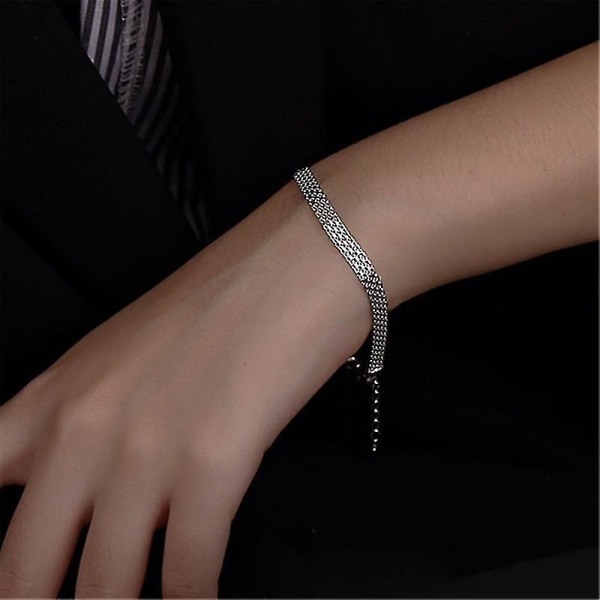 Nytt 925 Sterling Silver Flerlager Enkelt Justerbart Charm Armband & Armband För Kvinnor Bröllop Juvel
