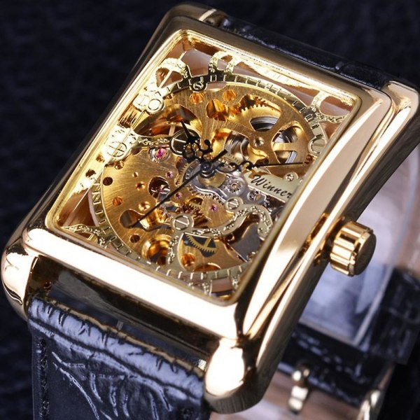 GMT983-1 självvindande mekanisk watch Casual Style rektangel urtavla rostfritt stål