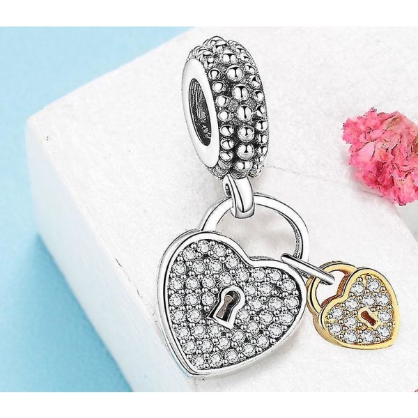 Armbandshänge 925 Sterling Silver Charms Love Lock Dingla pärlor för att göra DIY kvinnor |Charms