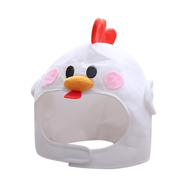 Bedårande plysch Chick Hat Cosplay kostym Cap Kyckling Huvudbonader White White