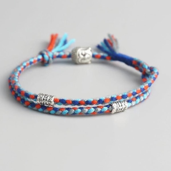 Tibetansk buddhist Lucky Woven Amulet Cord Armband Armband Handgjorda rep (blå)