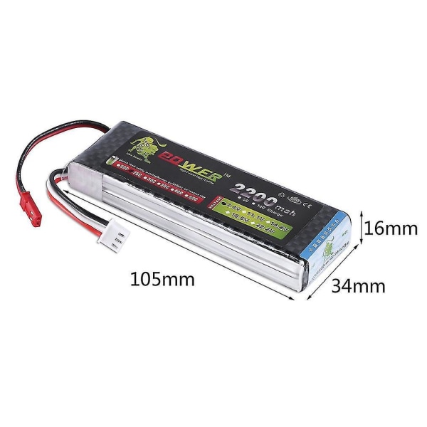 7,4v 2200mah 25c Lipo uppladdningsbart batteri Jst-kontakt för Rc bilflygplan