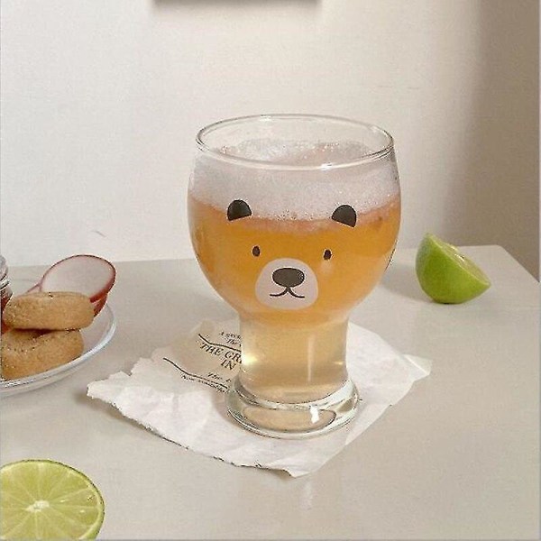 Söt Bear Beer Glass Mugg Transparent Juice Cola Glas Cup Vinglas för bröllop (transparent)