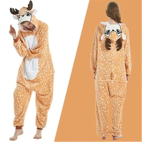 Unisex Vuxen Kigurumi djurkaraktärskostym Onesie Pyjamas Onepiece Deer 6464  | Deer | Fyndiq
