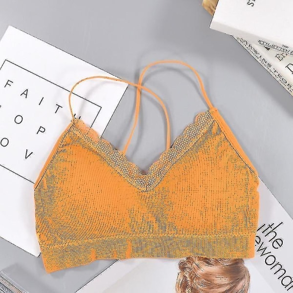 Kvinnors tunn spets push-up bralette(One)(Orange)