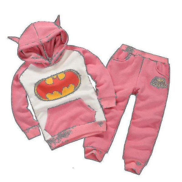 Barn Batman träningsoverall Set Sport Raglan långärmad hoodie byxor Outfit Pink
