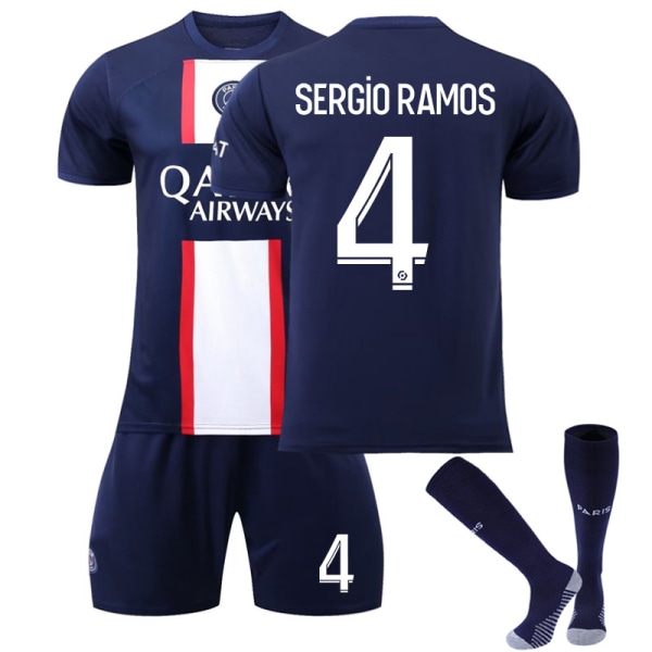 Barn / Vuxen 22 23 World Cup Paris set fotbollsset Mbappé-7 #22 Ramos-4 #26
