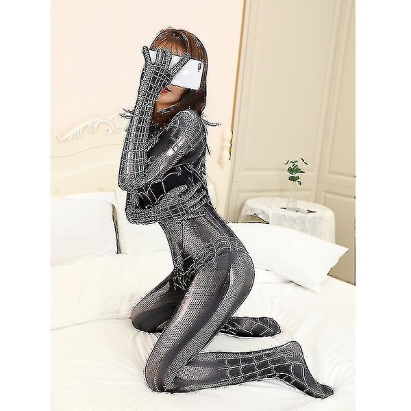 Kvinnors piderman Bodysuit Halloween Cosplay kostym Black S Black S