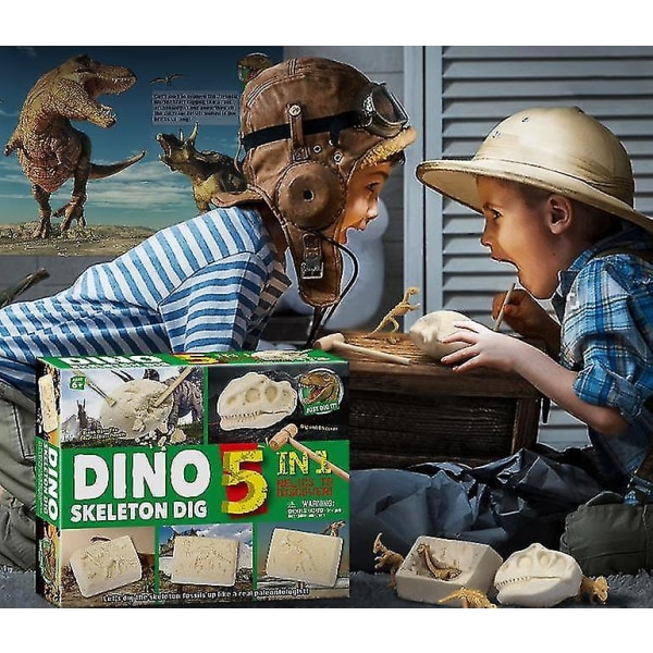 Dinosaurieägg grävsats med 5 olika dinosaurieleksaker