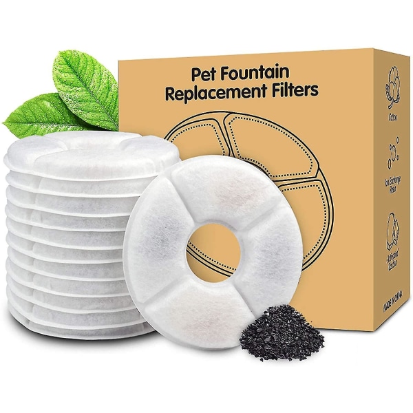 Ersättningsfilter för Cat Fountain Pet Water Fontän Filter Aktivt kolfilter 12pack