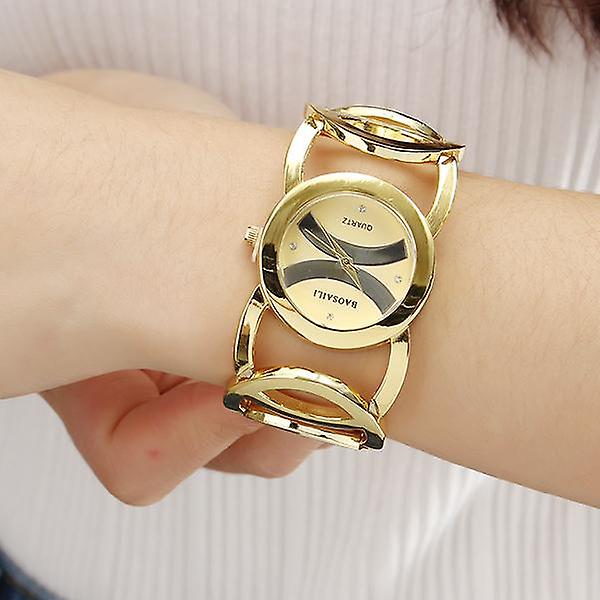 BAOSAILI BSL089 Mode Lyx Kristall Guld Färg Klänning Armbandsur För kvinnor