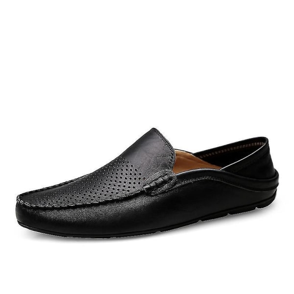 Lättvikts bekväma loafers i naturligt läder för män BLACK