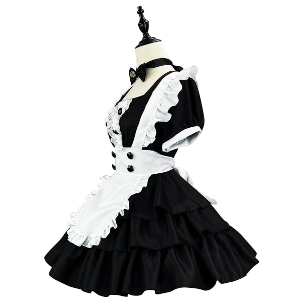 Nya kvinnor Plus Size Supersöt stor rosett Rosa Blå Lolita Cosplay Custom Klänning Black XXL XL