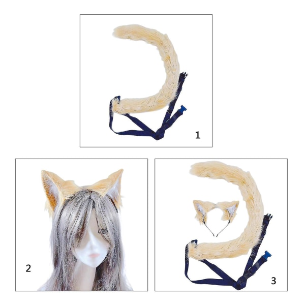 Animal Ears Formed Pannband och Tail Festival Halloween Cosplay Party Kostym 2 2