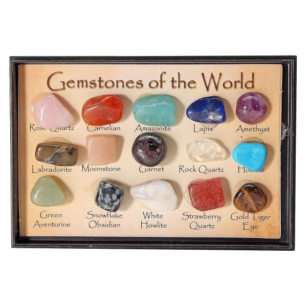 Rock Collection Mix Gems Kristaller Naturlig undervisning Mineral Malm Exemplar Dekoration Box