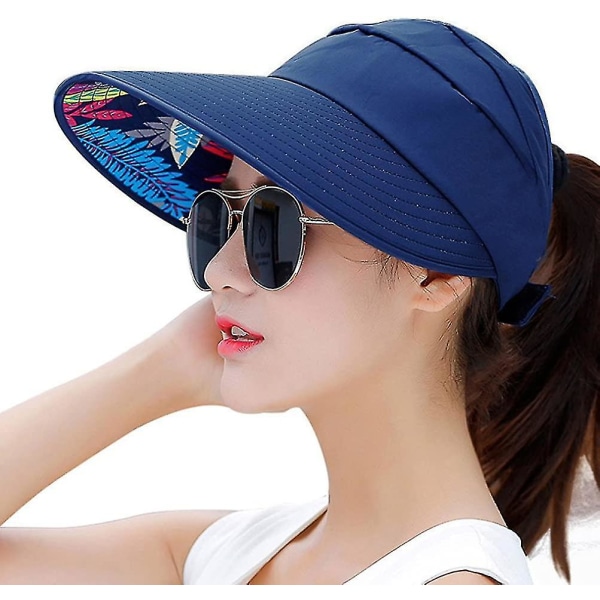 Solhattar för kvinnor, solhatt med bred brätte, packbar UV-skyddsvisir Floppy cap för dam