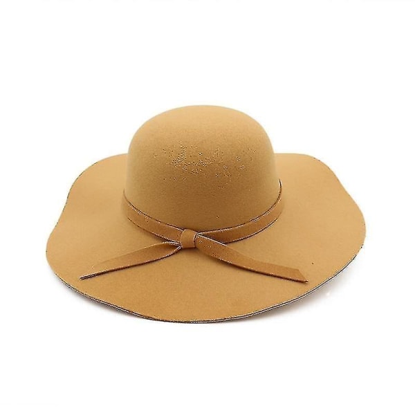 Kvinnor Cap Mjuk Vintage Bred Brätte Ull Filt Bowler Fedora Hatt（One Size）