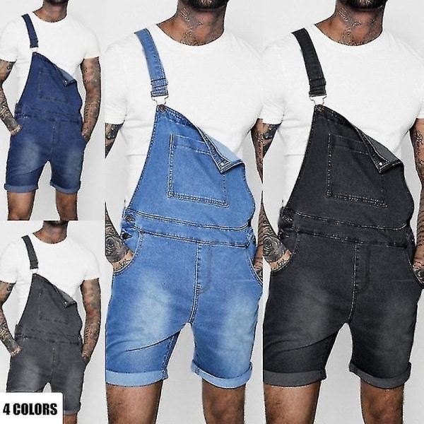Män Denim Haklapp Arbetskläder Mode Denim Jumpsuit med Pocket Jumpsuits Rompers Dark Blue