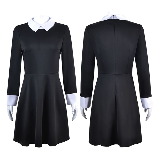 Anime Wednesday Adams Family Cosplay Klänning Kostym Outfits Woma DXXL AS