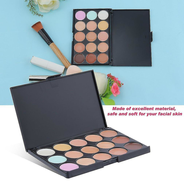 15 Color Contour Face Makeup Concealer Palette Sponge Puff Powder Brush Set