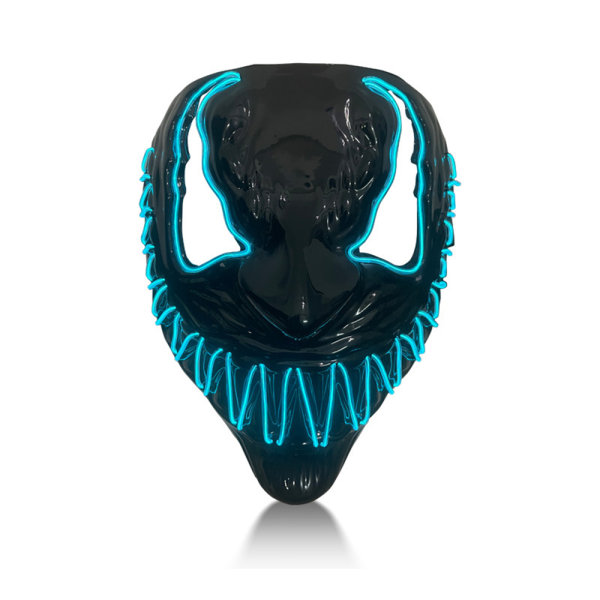 Skrämmande giftmask Led Light Up Huvudbonader Present för Cosplay kostym blue blue