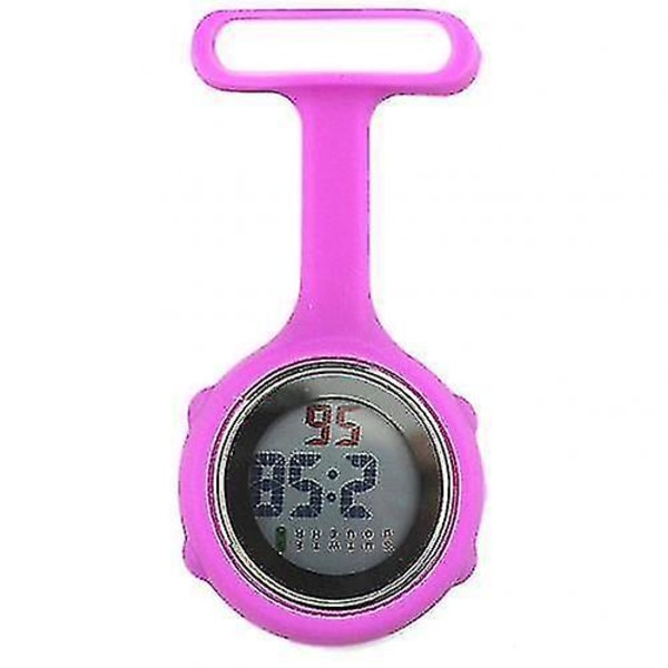 Digital display urtavla för damer Sjuksköterska Brosch Pin Häng elektrisk watch（lila röd）